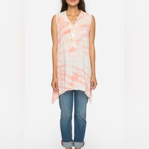NWT Johnny Was Cream and Coral Tie Dye Sollee Top